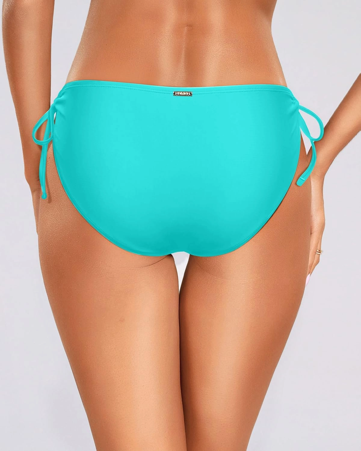 Zmart String Tie Side Bikini Bottoms - Women Full Coverage Swimsuit Bottom Mid Rise Mid Waist Swim Bathing Suit Bottom