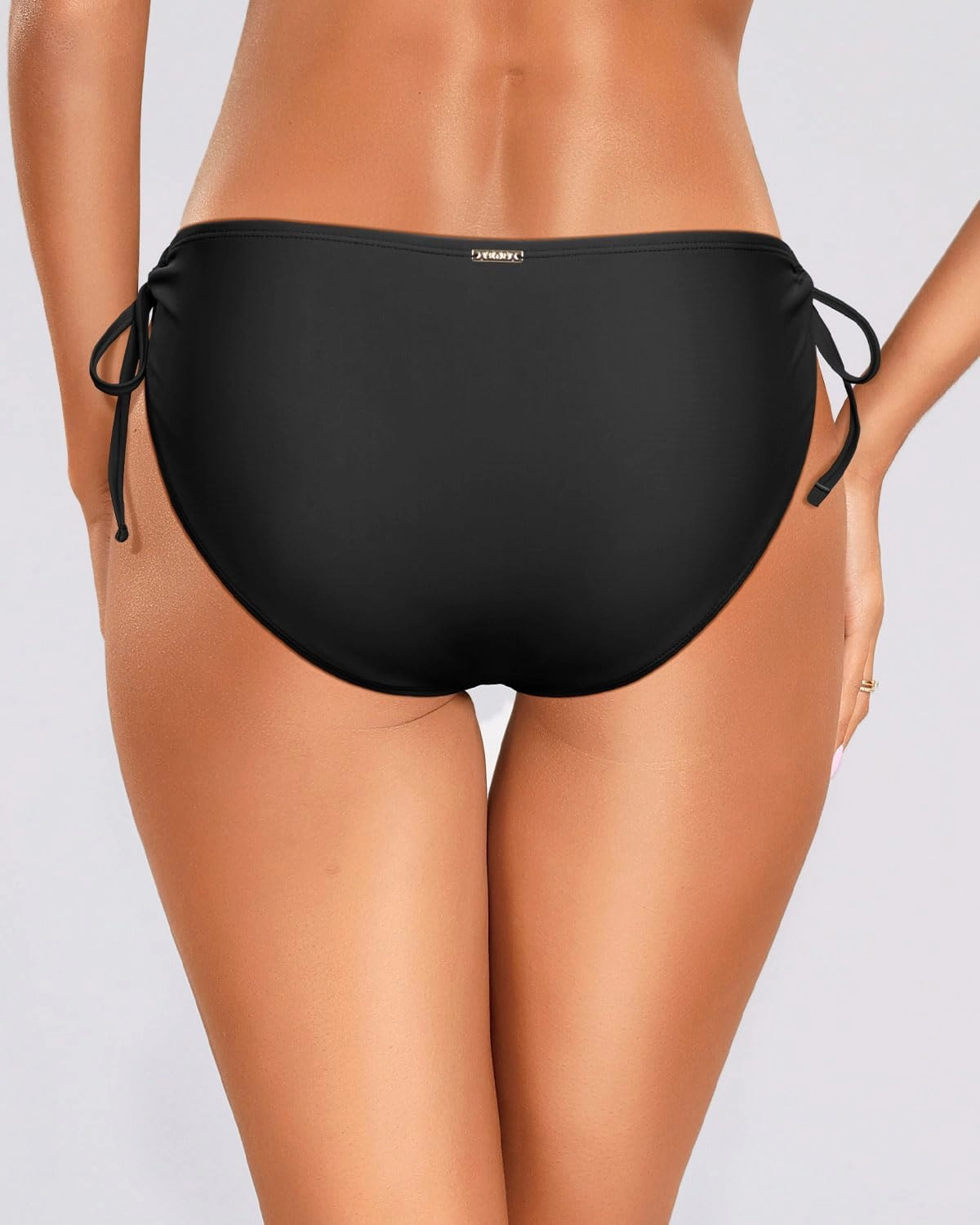 Zmart String Tie Side Bikini Bottoms - Women Full Coverage Swimsuit Bottom Mid Rise Mid Waist Swim Bathing Suit Bottom