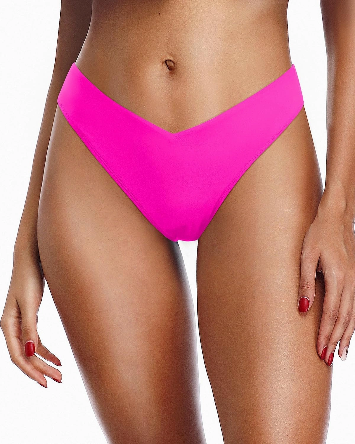 Zmart Women Cheeky Bikini Bottoms V Cut Swim Bottom High Cut Swimsuit Low Waist Low Rise Bathing Suit