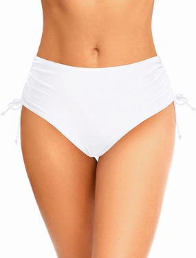 Zmart Women Full Coverage Bikini Bottom Adjustable Side Tie Swim Bottom with Side Ruched Mid Rise Bathing Swimsuit