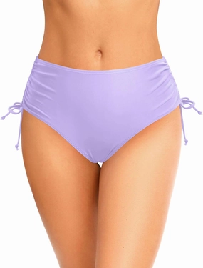 Zmart Women Full Coverage Bikini Bottom Adjustable Side Tie Swim Bottom with Side Ruched Mid Rise Bathing Swimsuit