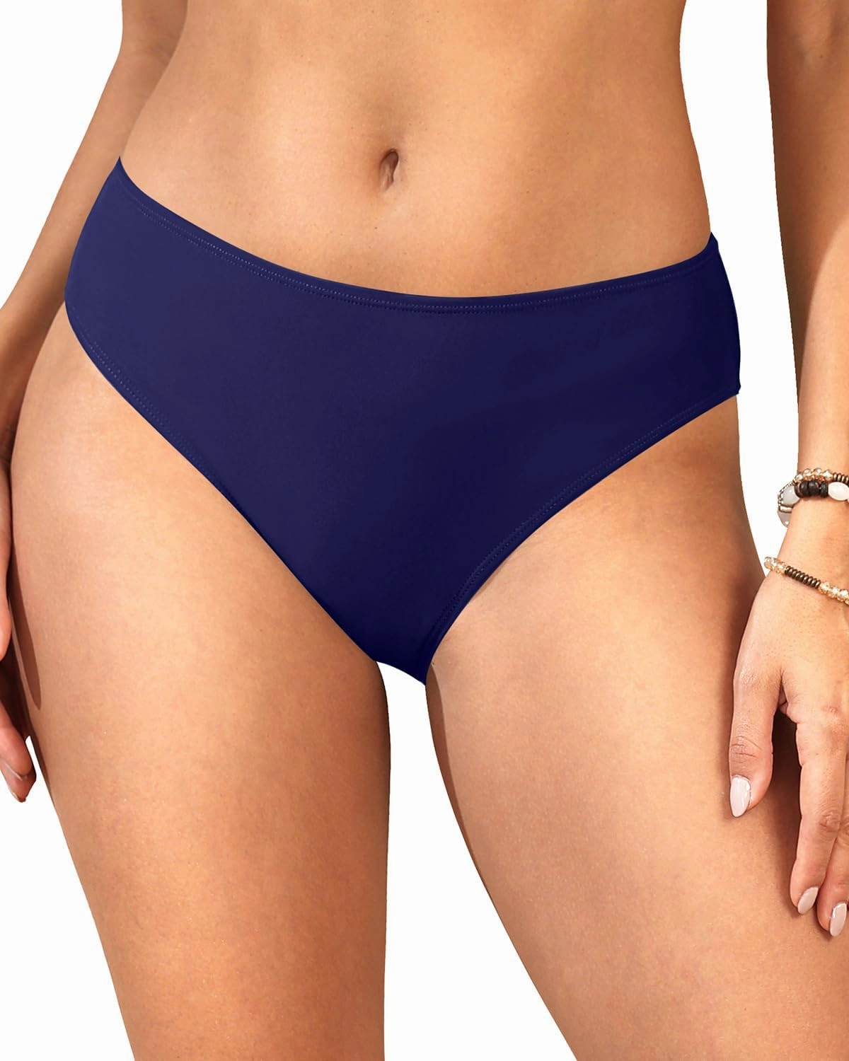 Zmart Women Full Coverage Bikini Bottoms - Mid Rise Bathing Suit Swim Bottom Swimsuit Swimwear
