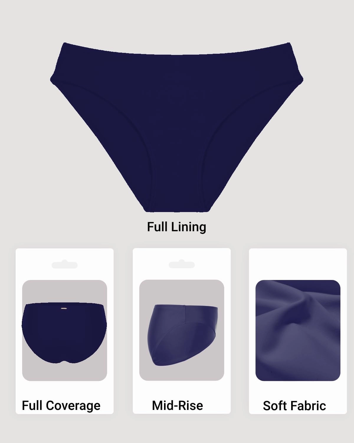 Zmart Women Full Coverage Bikini Bottoms - Mid Rise Bathing Suit Swim Bottom Swimsuit Swimwear