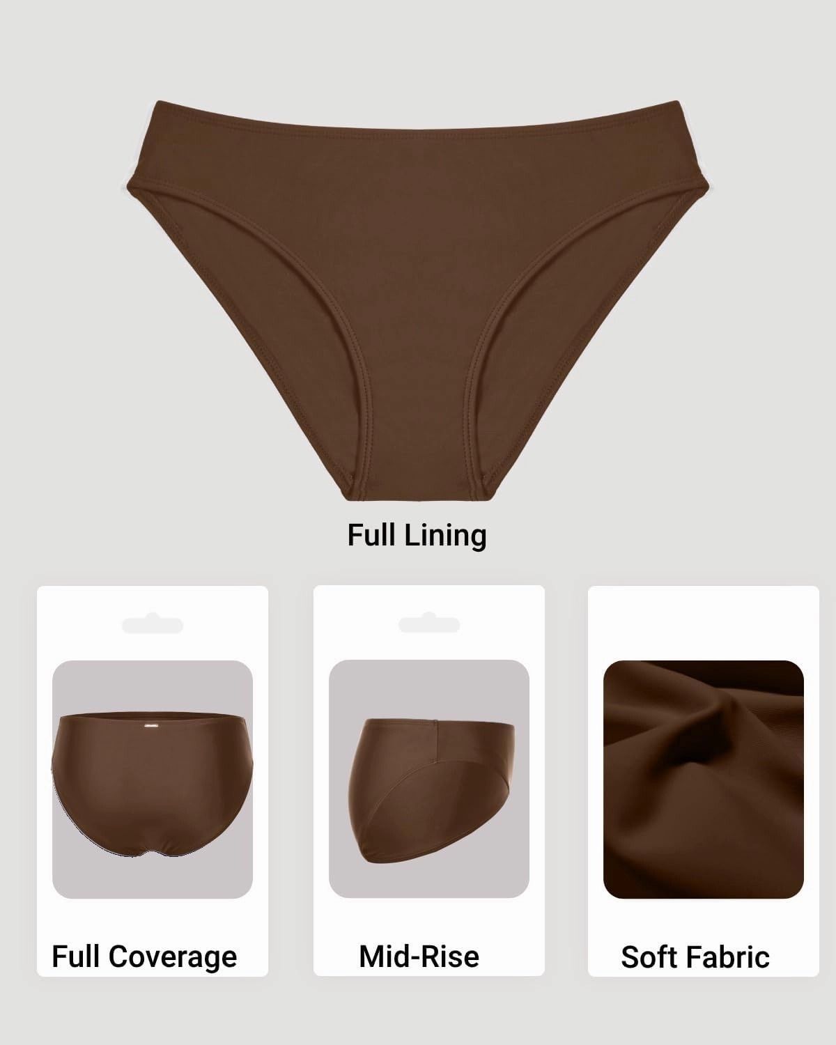 Zmart Women Full Coverage Bikini Bottoms - Mid Rise Bathing Suit Swim Bottom Swimsuit Swimwear
