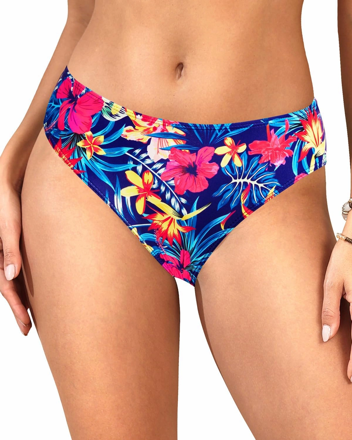 Zmart Women Full Coverage Bikini Bottoms - Mid Rise Bathing Suit Swim Bottom Swimsuit Swimwear
