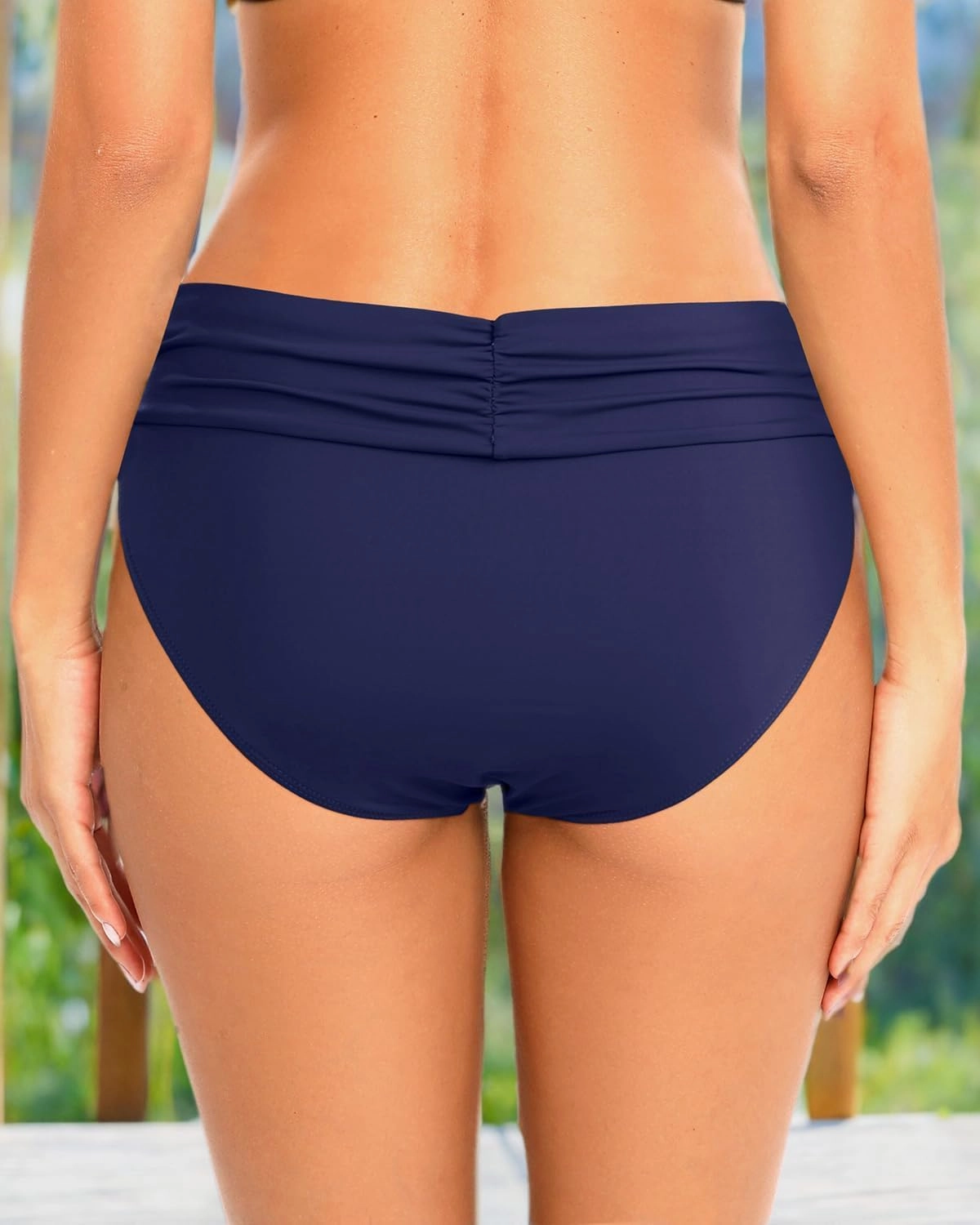 Zmart Women Full Coverage Ruched Bikini Bottoms Tummy Control Swim Bottoms Scrunch Ruffle Bathing Suit Bottom