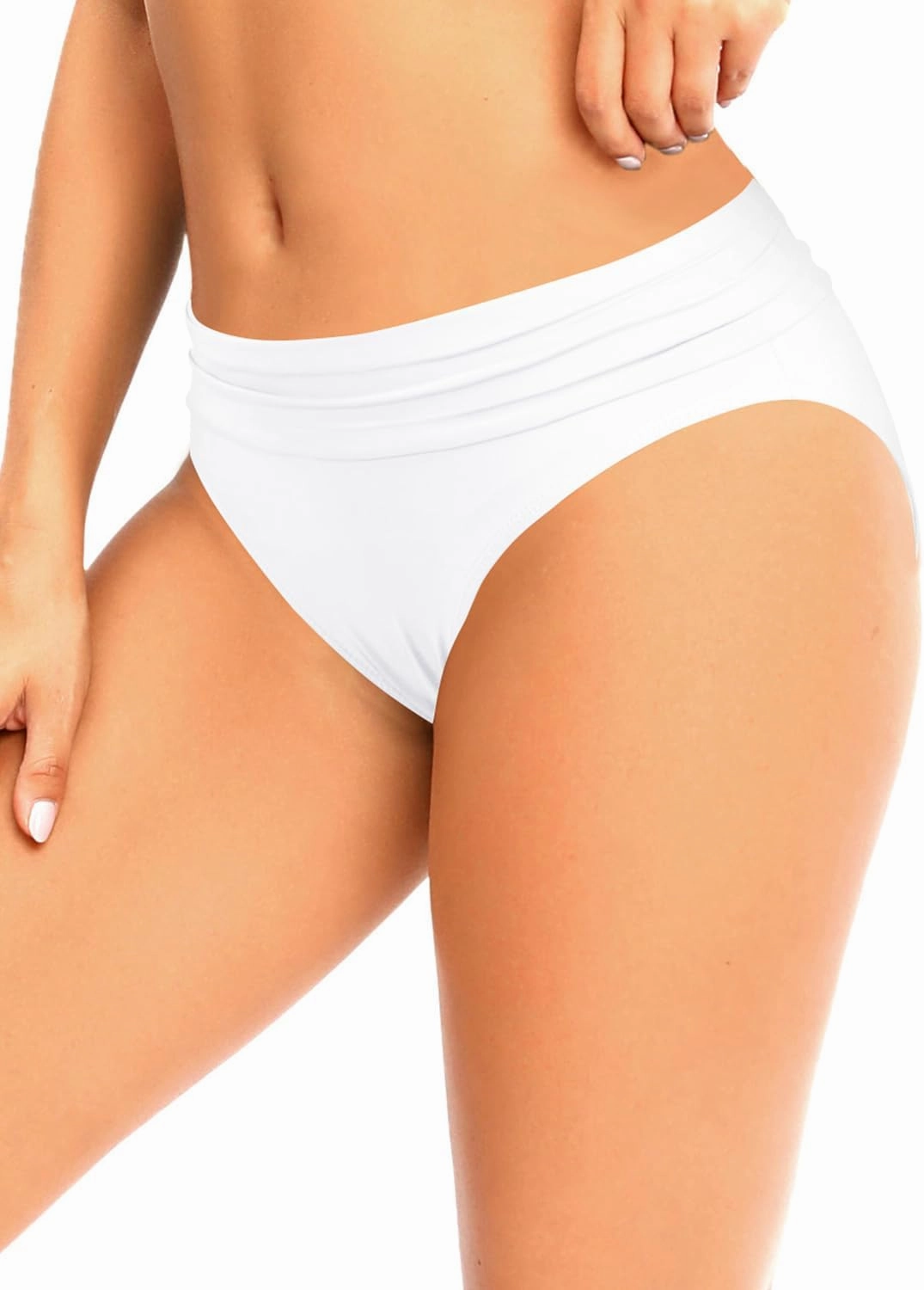 Zmart Women Full Coverage Ruched Bikini Bottoms Tummy Control Swim Bottoms Scrunch Ruffle Bathing Suit Bottom