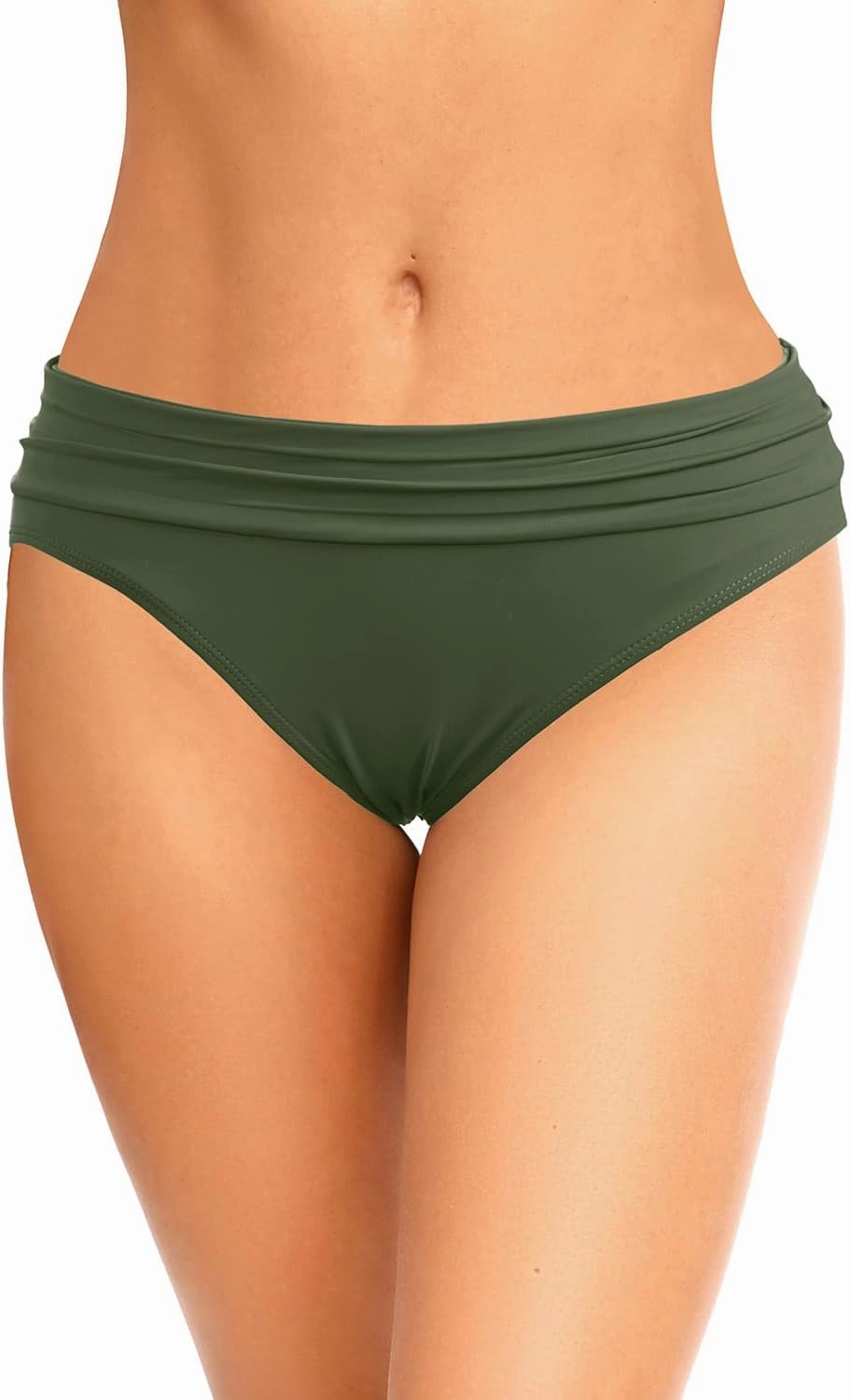 Zmart Women Full Coverage Ruched Bikini Bottoms Tummy Control Swim Bottoms Scrunch Ruffle Bathing Suit Bottom