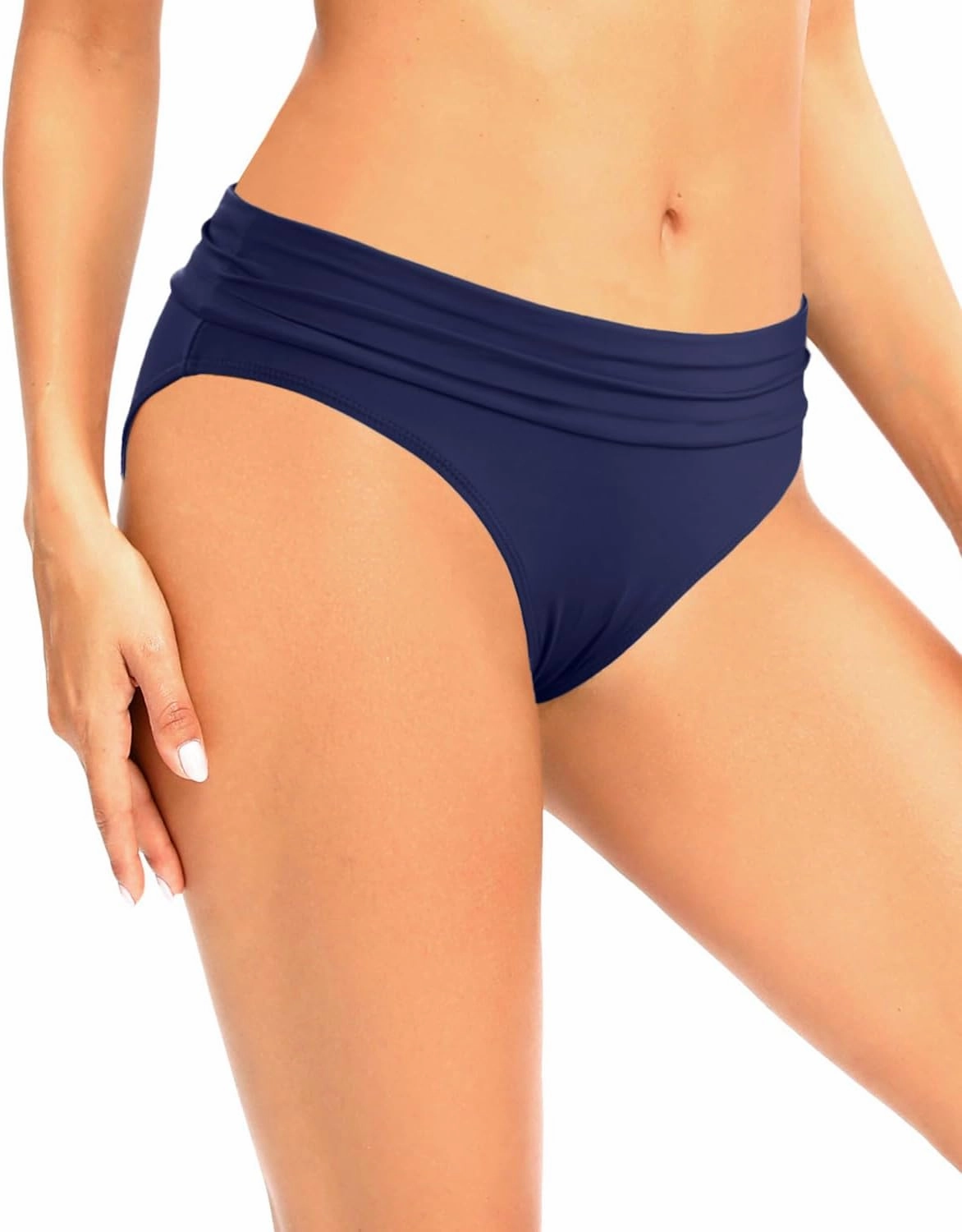 Zmart Women Full Coverage Ruched Bikini Bottoms Tummy Control Swim Bottoms Scrunch Ruffle Bathing Suit Bottom