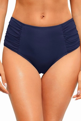 Zmart Women High Waist Bikini Bottoms - Full Coverage Ruched Bathing Suit Swim Bottom Swimsuits Swimwear