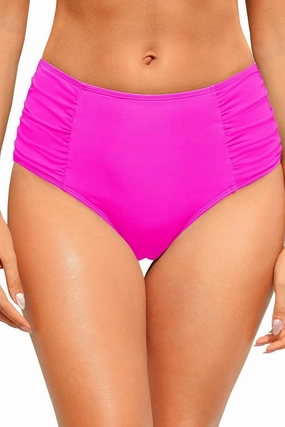 Zmart Women High Waist Bikini Bottoms - Full Coverage Ruched Bathing Suit Swim Bottom Swimsuits Swimwear