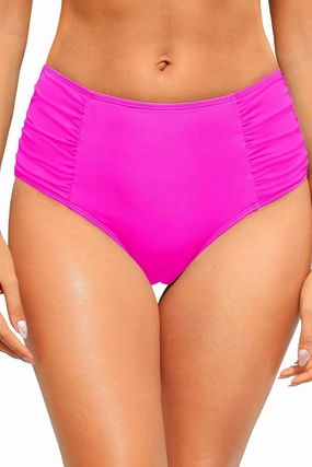 Zmart Women High Waist Bikini Bottoms - Full Coverage Ruched Bathing Suit Swim Bottom Swimsuits Swimwear