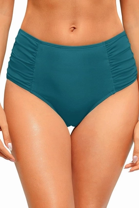 Zmart Women High Waist Bikini Bottoms - Full Coverage Ruched Bathing Suit Swim Bottom Swimsuits Swimwear