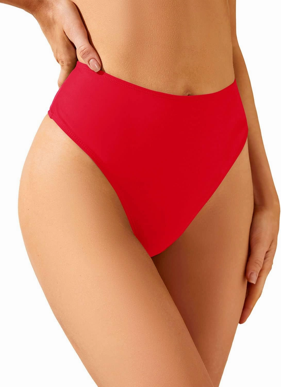 Zmart Women High Waist Thong Bikini Bottoms High Cut Swimsuit Bathing Suit Cheeky Brazilian Swimwear Bottom