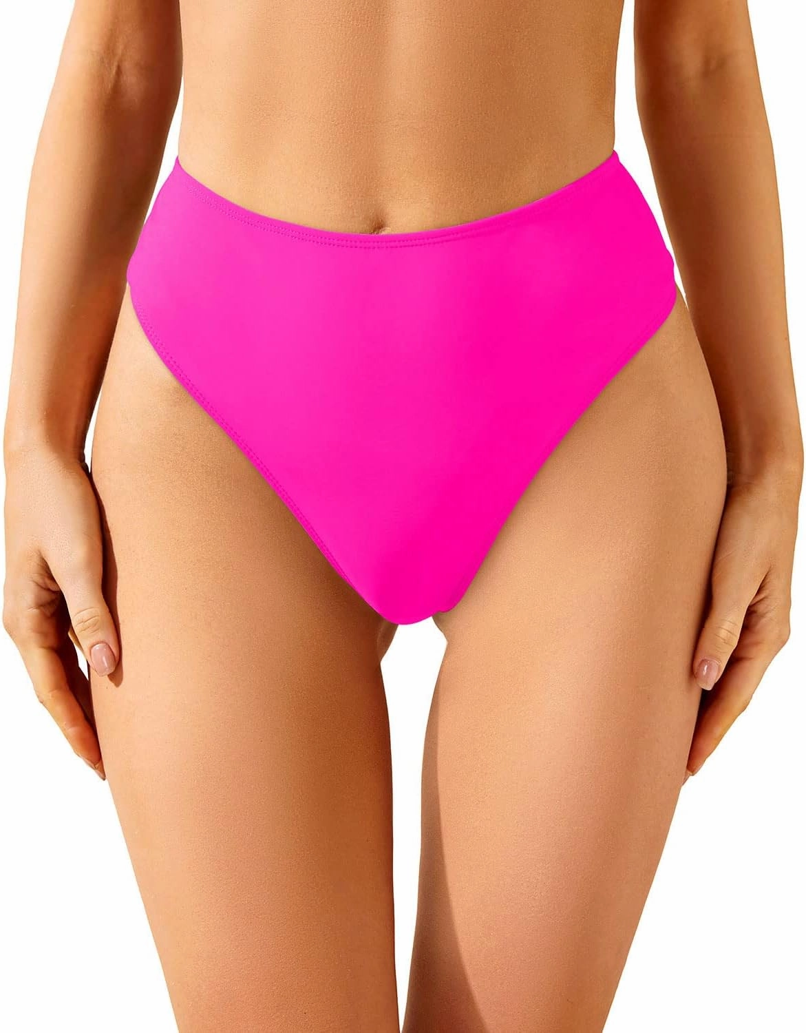 Zmart Women High Waist Thong Bikini Bottoms High Cut Swimsuit Bathing Suit Cheeky Brazilian Swimwear Bottom