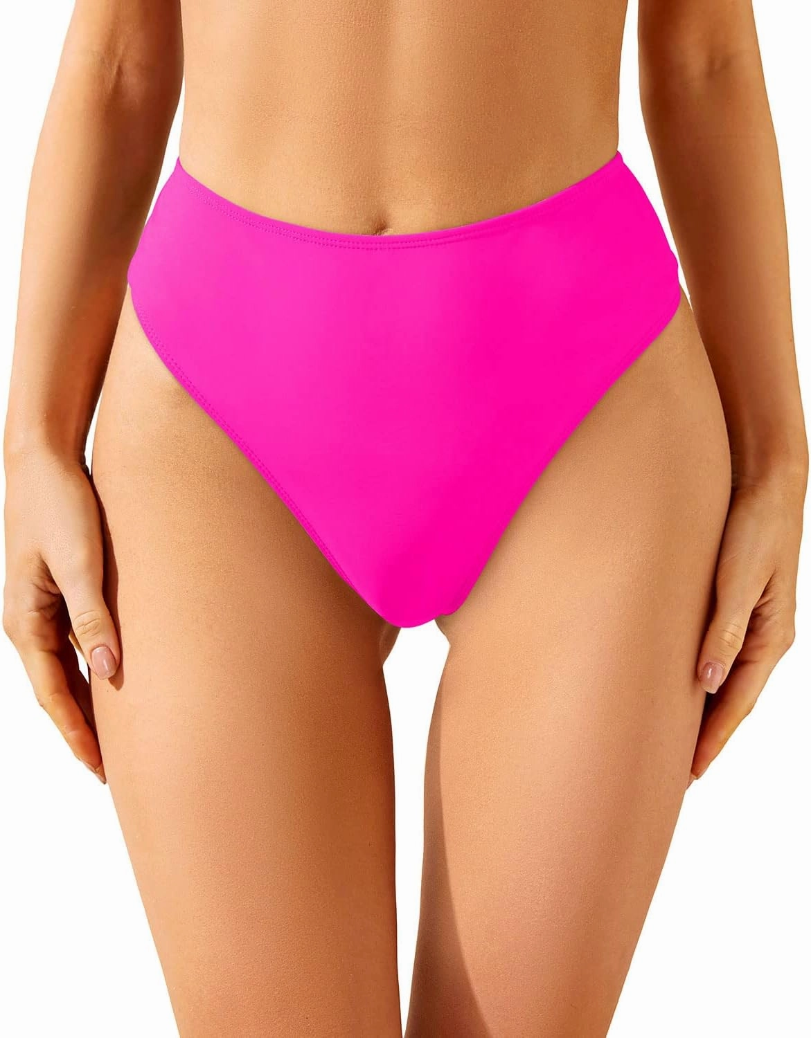 Zmart Women High Waist Thong Bikini Bottoms High Cut Swimsuit Bathing Suit Cheeky Brazilian Swimwear Bottom