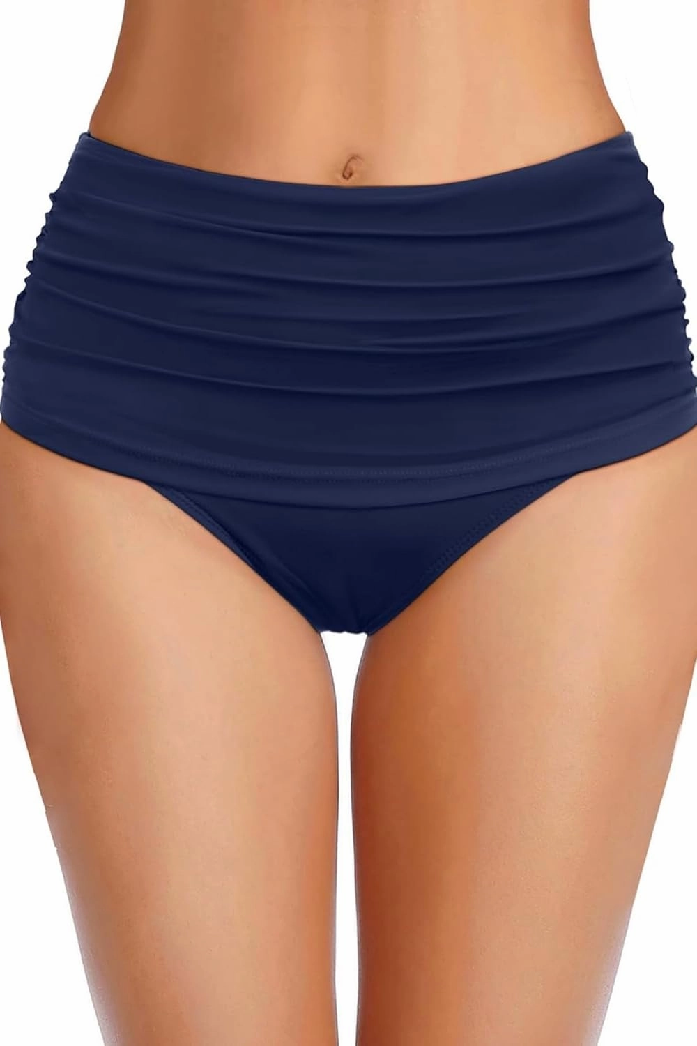 Zmart Women High Waisted Bikini Bottoms - Full Coverage Swim Bottom Ruched Tummy Control Bathing Suit Swimsuit 2025