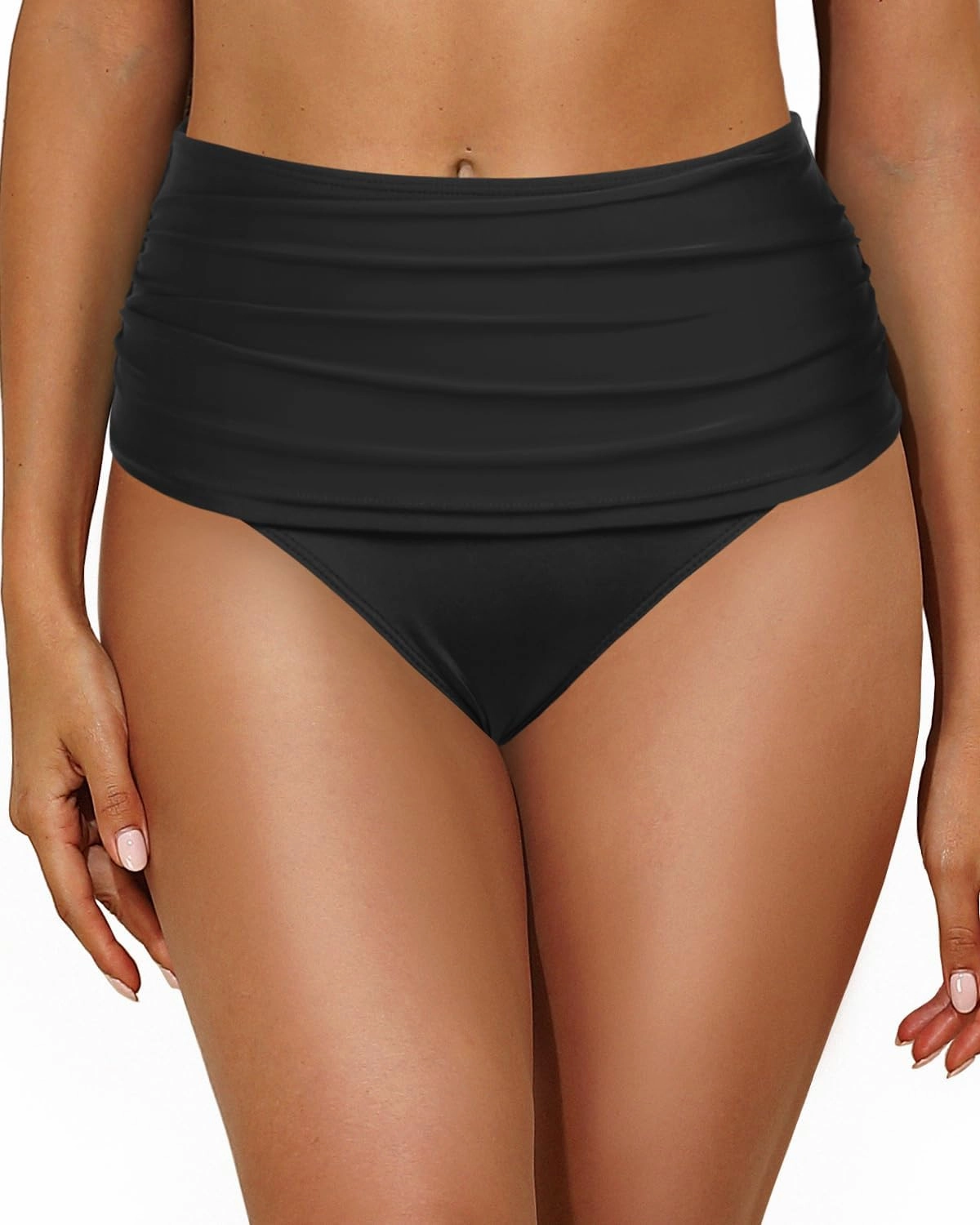 Zmart Women High Waisted Bikini Bottoms - Full Coverage Swim Bottom Ruched Tummy Control Bathing Suit Swimsuit 2025