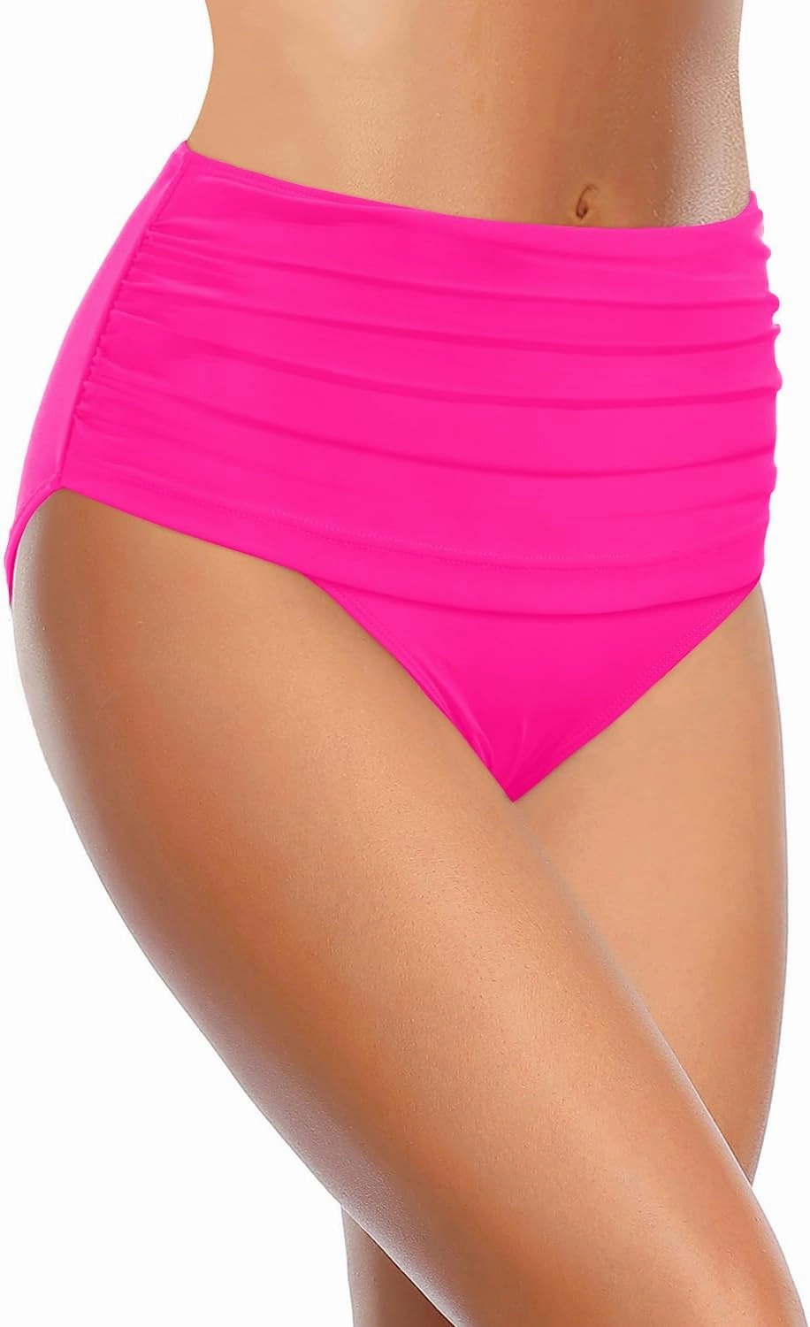 Zmart Women High Waisted Bikini Bottoms - Full Coverage Swim Bottom Ruched Tummy Control Bathing Suit Swimsuit 2025