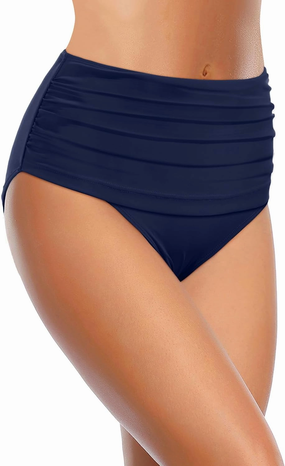 Zmart Women High Waisted Bikini Bottoms - Full Coverage Swim Bottom Ruched Tummy Control Bathing Suit Swimsuit 2025