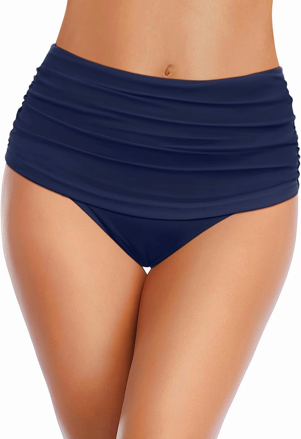 Zmart Women High Waisted Bikini Bottoms - Full Coverage Swim Bottom Ruched Tummy Control Bathing Suit Swimsuit 2025