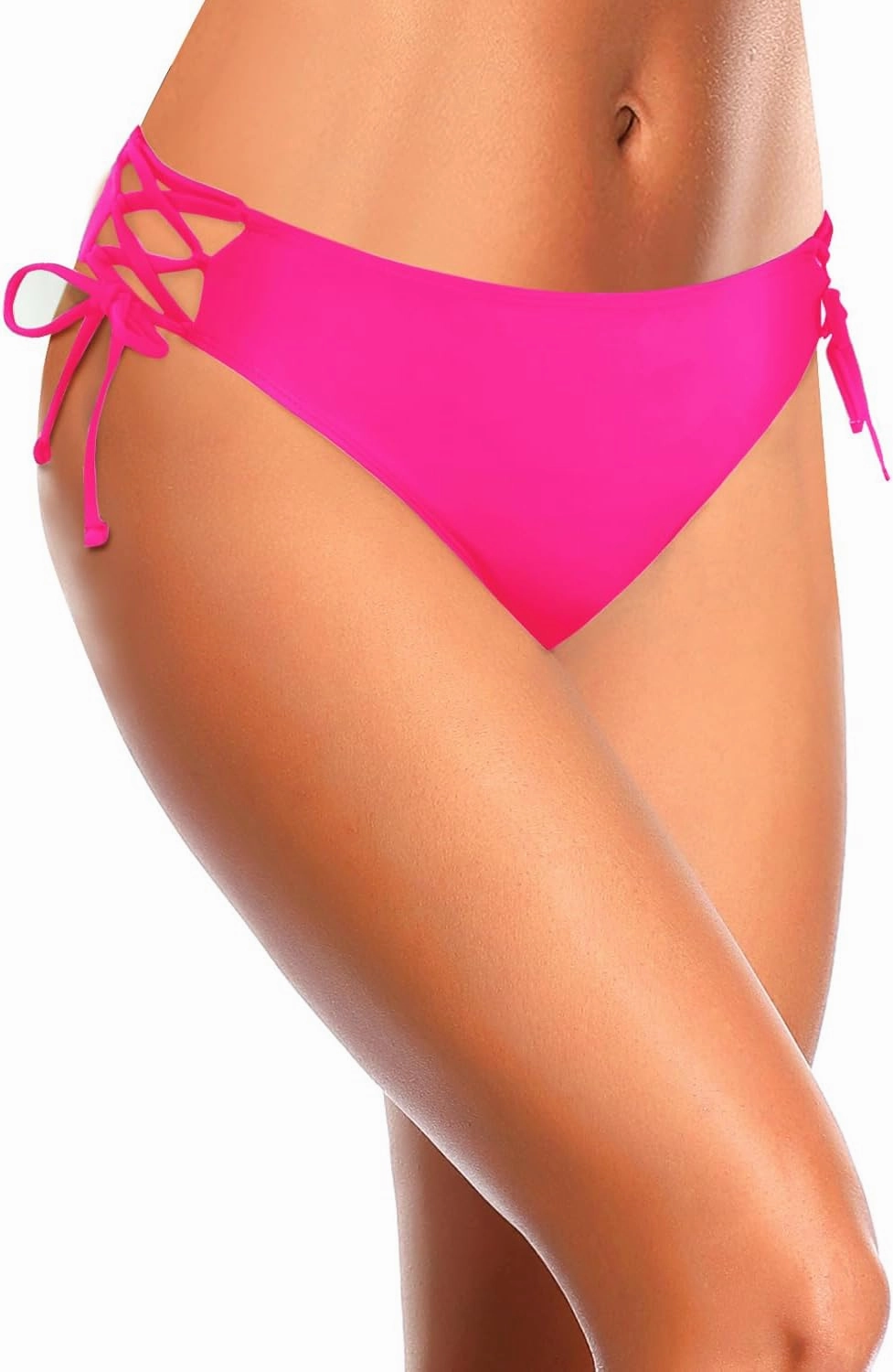 Zmart Women Low Waisted Bikini Bottoms - String Tie Side Bathing Suit Moderate Coverage Swim Bottom
