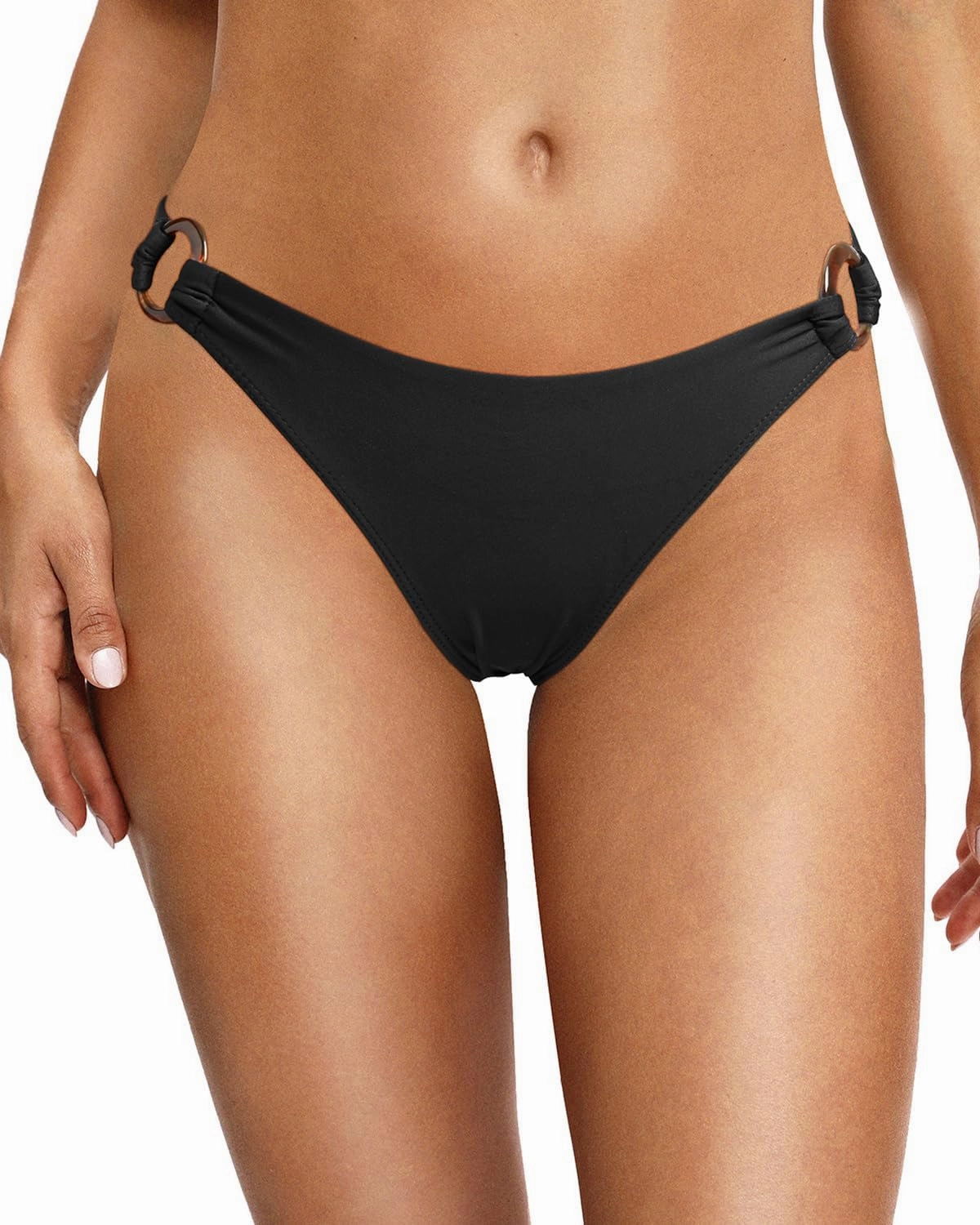 Zmart Women O Ring Bikini Bottoms Full Coverage Swimsuit Bottom Low Waist Low Rise Bathing Suit