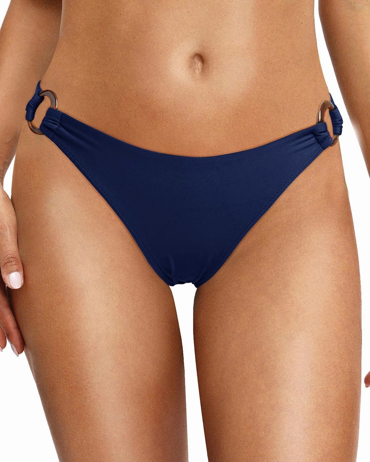 Zmart Women O Ring Bikini Bottoms Full Coverage Swimsuit Bottom Low Waist Low Rise Bathing Suit