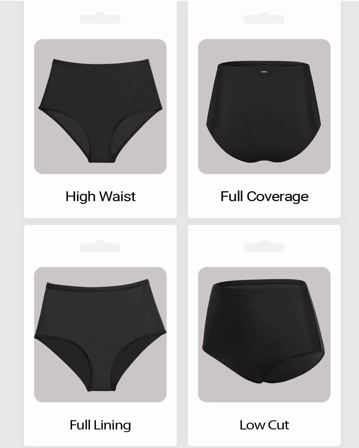 Zmart Women's High Waisted Bikini Bottom - Full Coverage Tummy Control Swimsuit Bathing Suit Swim Bottoms