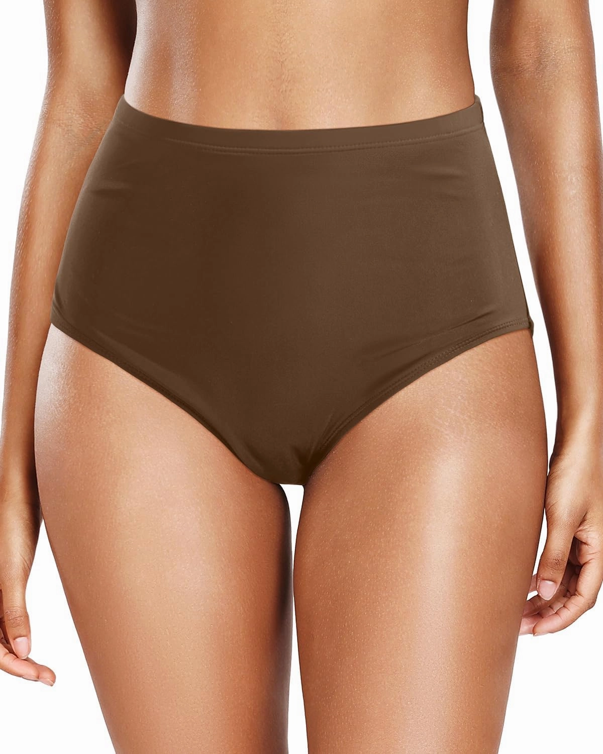 Zmart Women's High Waisted Bikini Bottom - Full Coverage Tummy Control Swimsuit Bathing Suit Swim Bottoms