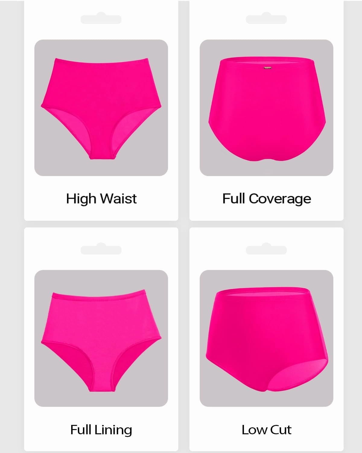 Zmart Women's High Waisted Bikini Bottom - Full Coverage Tummy Control Swimsuit Bathing Suit Swim Bottoms