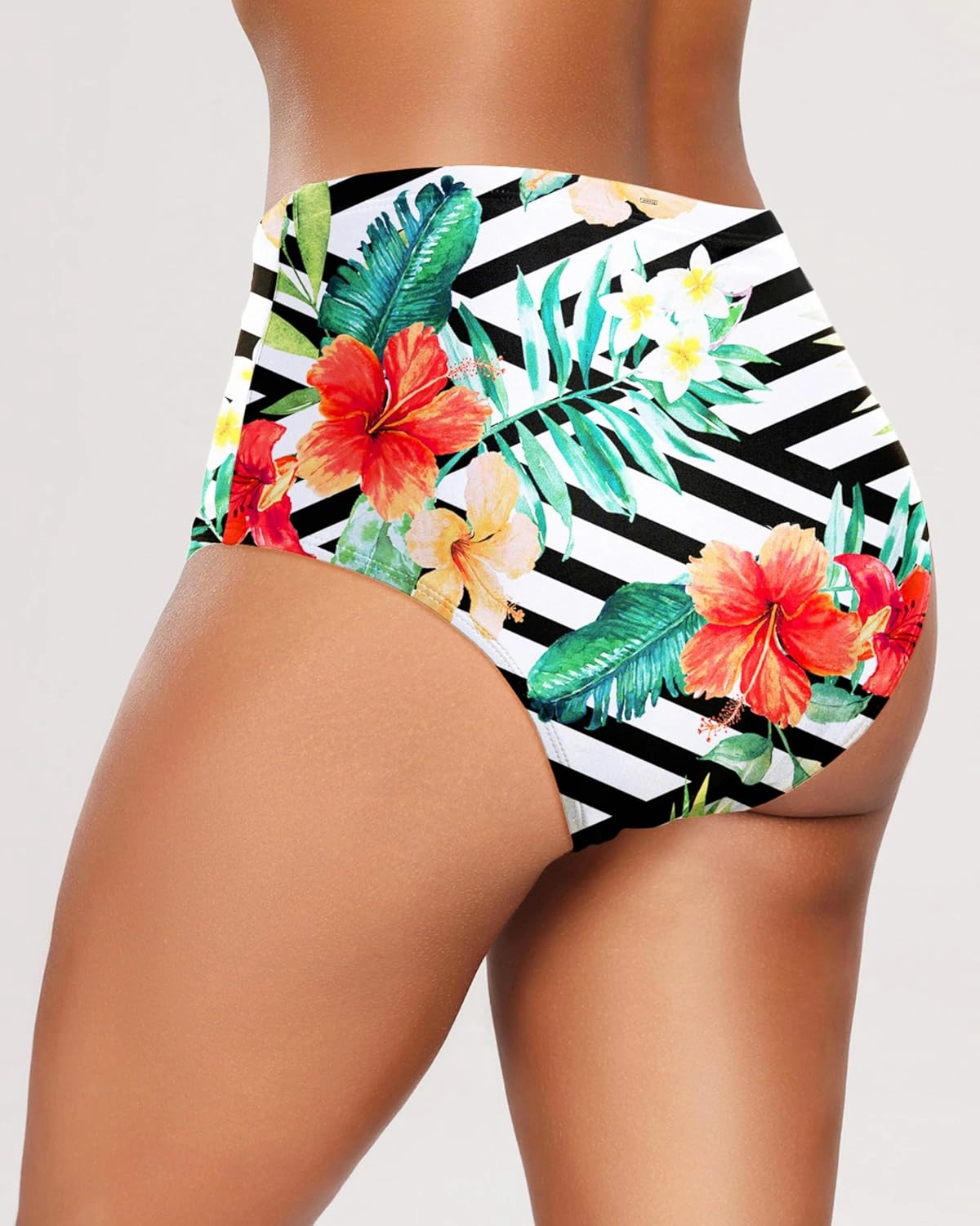 Zmart Women's High Waisted Bikini Bottom - Full Coverage Tummy Control Swimsuit Bathing Suit Swim Bottoms