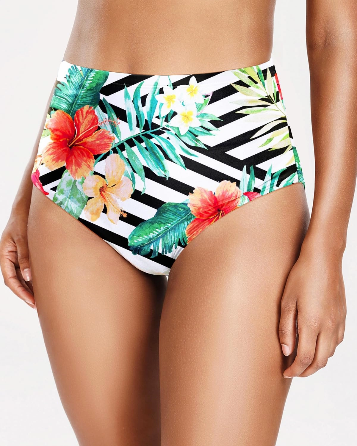 Zmart Women's High Waisted Bikini Bottom - Full Coverage Tummy Control Swimsuit Bathing Suit Swim Bottoms