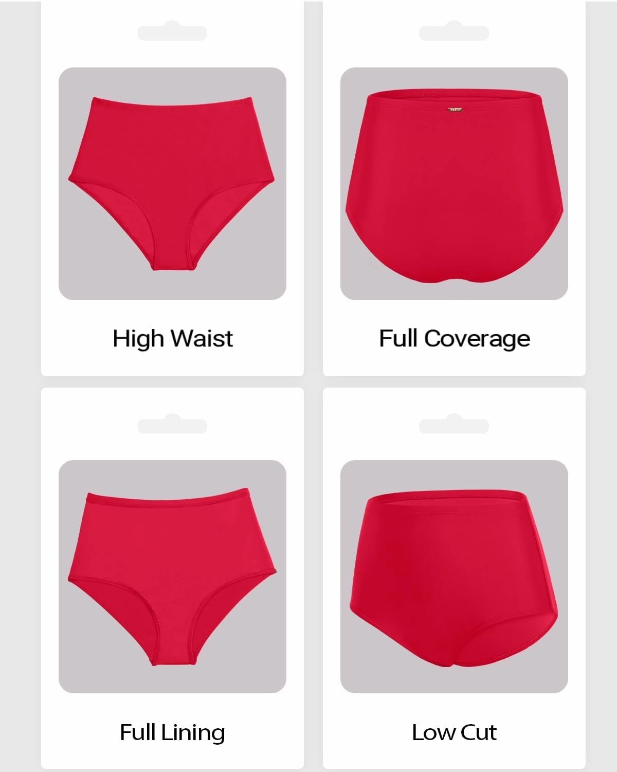 Zmart Women's High Waisted Bikini Bottom - Full Coverage Tummy Control Swimsuit Bathing Suit Swim Bottoms