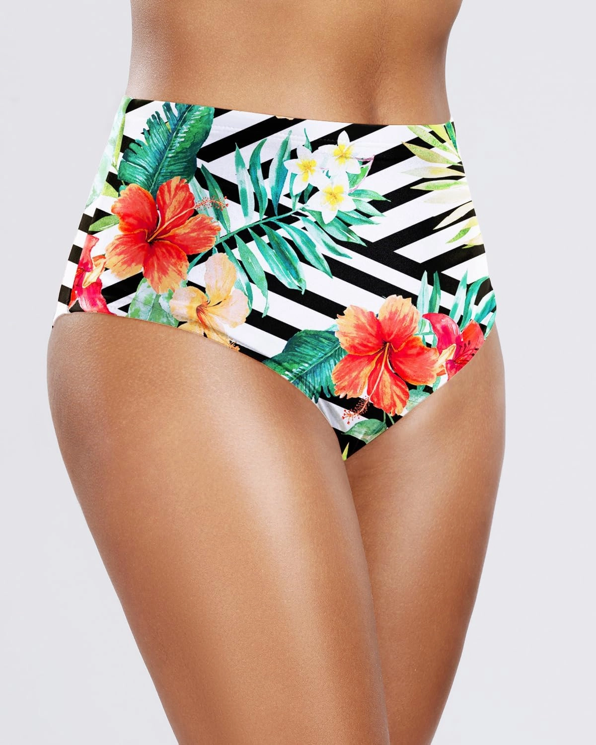 Zmart Women's High Waisted Bikini Bottom - Full Coverage Tummy Control Swimsuit Bathing Suit Swim Bottoms