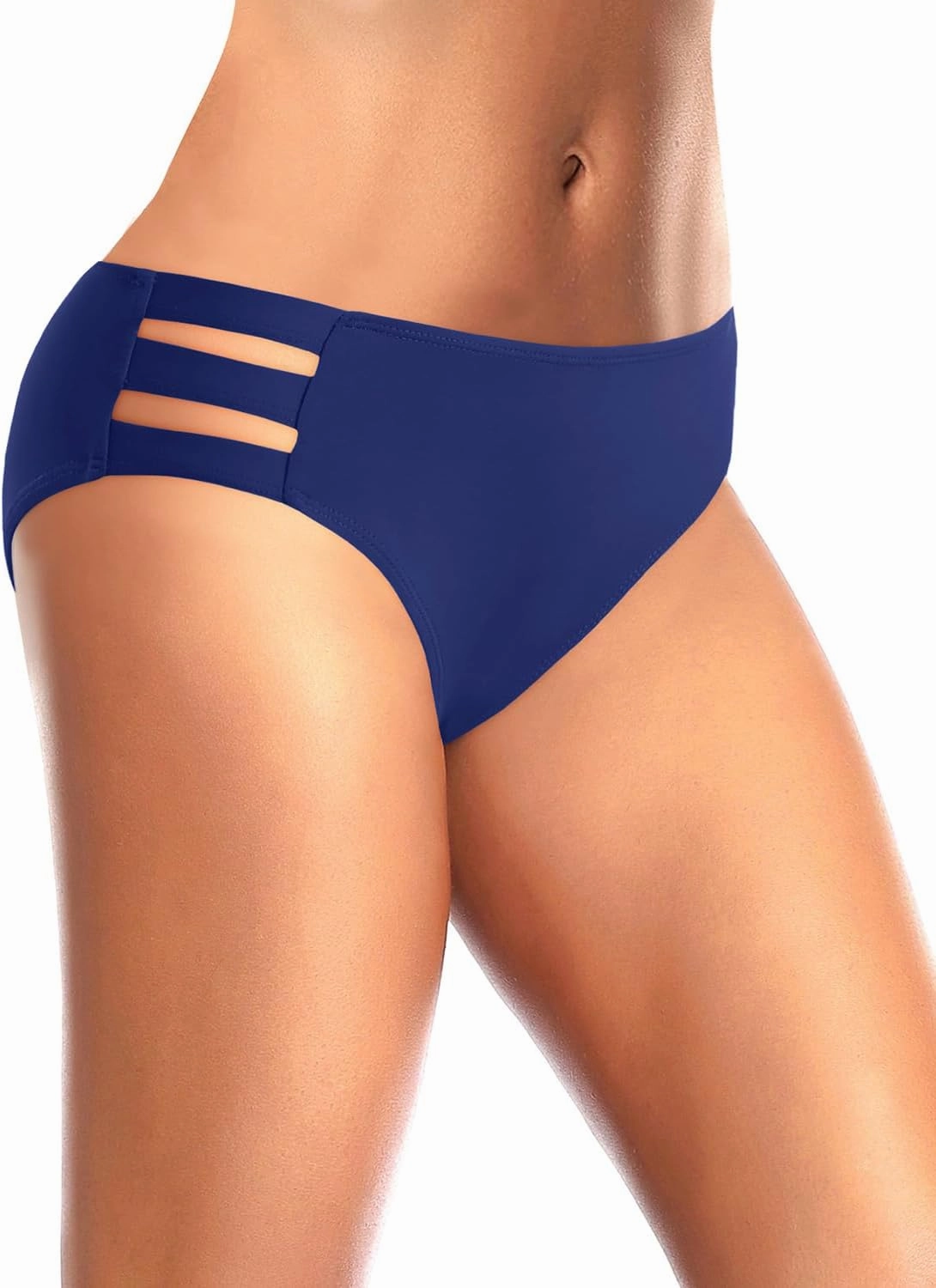 Zmart Women Standard Strappy Bikini Bottoms Full Coverage Bathing Suit Cutout Swim Low Rise Swimsuit Bottom