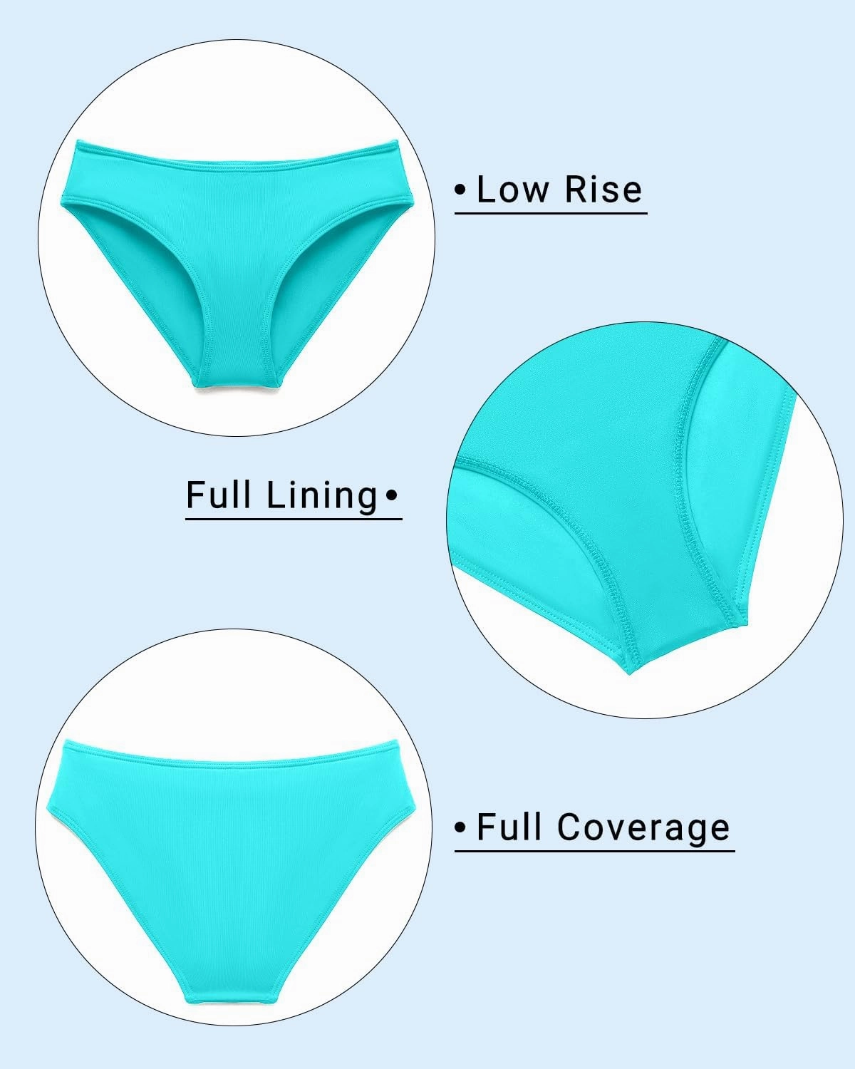 Zmart Women Standard Strappy Bikini Bottoms Full Coverage Bathing Suit Cutout Swim Low Rise Swimsuit Bottom