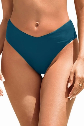 Zmart Women V Cut Cheeky Bikini Bottoms - Mid Waist High Cut Swim Bathing Suit Bottoms V Front Swimsuit