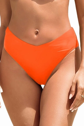 Zmart Women V Cut Cheeky Bikini Bottoms - Mid Waist High Cut Swim Bathing Suit Bottoms V Front Swimsuit
