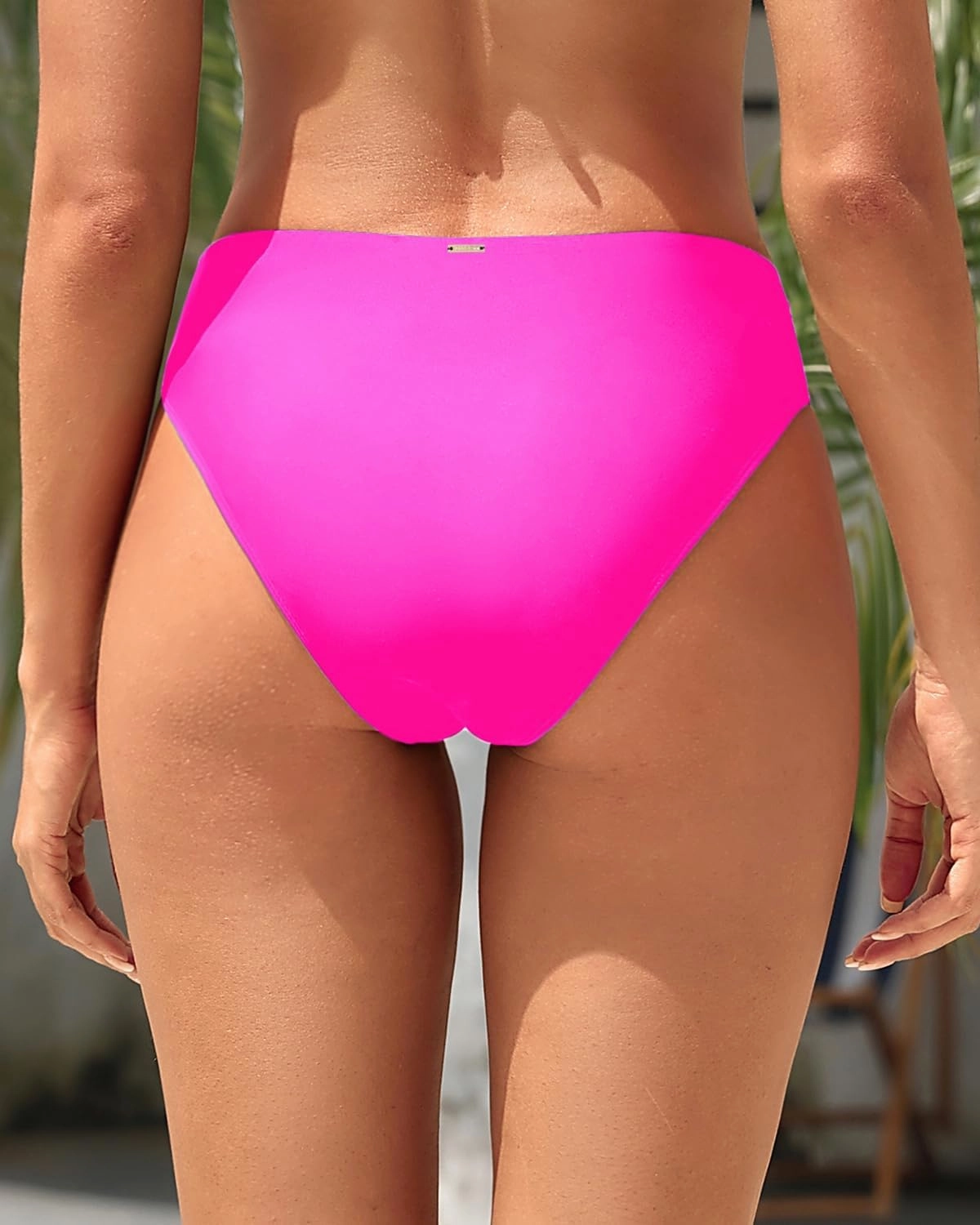 Zmart Women V Cut Cheeky Bikini Bottoms - Mid Waist High Cut Swim Bathing Suit Bottoms V Front Swimsuit